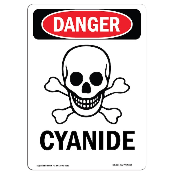 Safety Sign, OSHA Danger, 5" Height, Portrait, D-35-V-2004-10PK